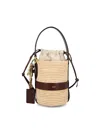 Chloé Chloe Women Two-tone Raffia And Leather Small Kerala 25 Bucket Bag In Dark Ebony