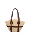 Chloé Womens Kerala Charms Raffia Tote Shoulder Bag Dark Ebony In Dark Ebony