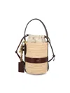 Chloé Chloe Women Two-tone Raffia And Leather Small Kerala 25 Bucket Bag In Dark Ebony