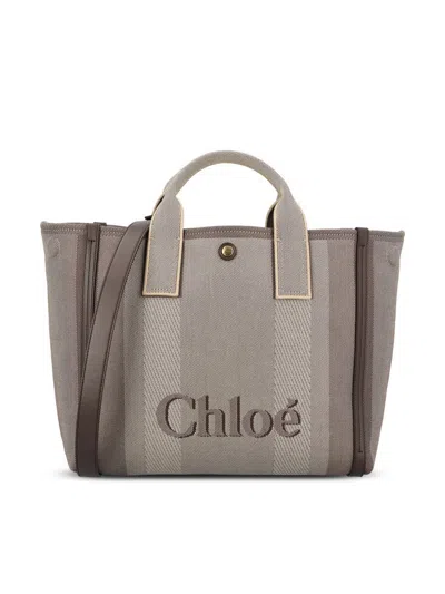 Chloé Carry Canvas Jacquard Tote In Kohl Brown