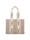 Chloé Sac Cabas Moyen Woody En Lin In White