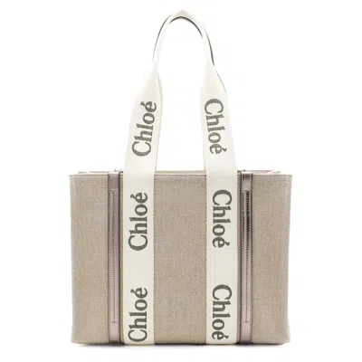 Chloé Grey Woody Tote Bag In Gray