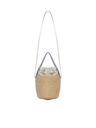 Chloé Woody Raffia Small Bag In Beige