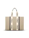 Chloé Sac Cabas Moyen Woody En Lin In Blue