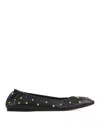 Chloé Elasticated Trim Round Toe Studded Design Ballerina Shoes In Negro