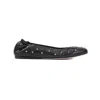 Chloé Elasticated Trim Round Toe Studded Design Ballerina Shoes In Black