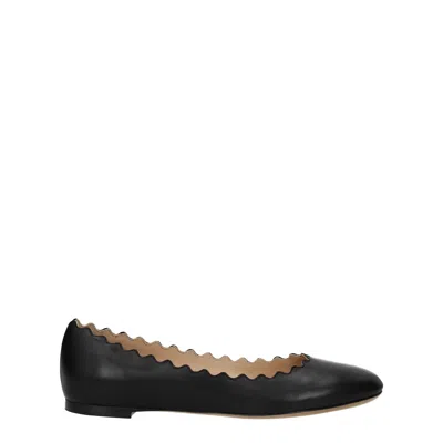 Chloé Patent Finish Ballerina Flats In Black
