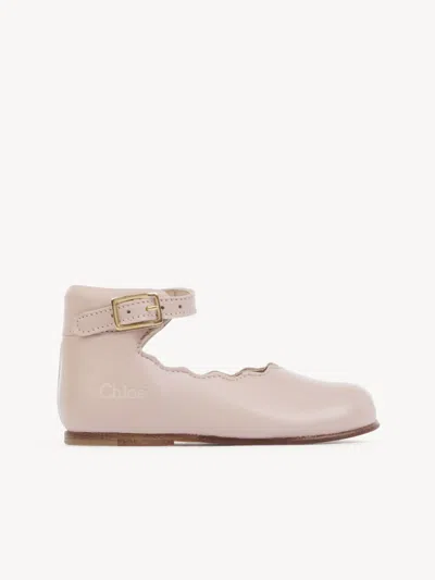 Chloé Ballerines Fille Rose Taille 23 100% Cuir De Veau