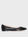 Chloé Lauren Scalloped Patent-leather Ballet Flats In Black