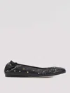Chloé Elasticated Trim Round Toe Studded Design Ballerina Shoes In Schwarz