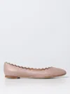 Chloé Chloe Lauren Scalloped Leather Ballerina Flat In Pink