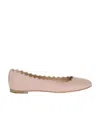 Chloé Chloe Lauren Scalloped Leather Ballerina Flat In Nude