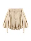 Chloé Balloon Cotton Shorts With Lateral Adjustable Straps In Beige