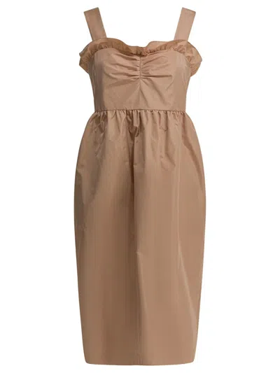Chloé Balloon Dress In Silk Blend Dresses Pink In Brown
