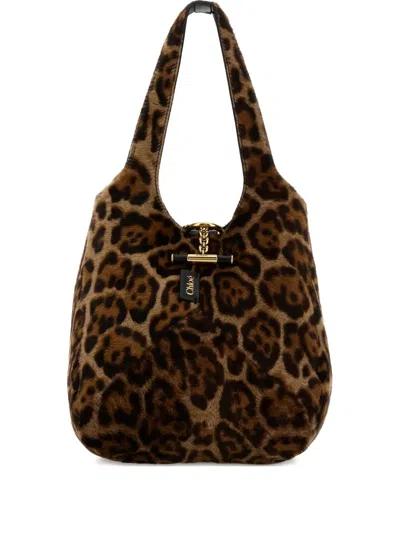 Chloé Balloon Leopard-print Shoulder Bag In Brown