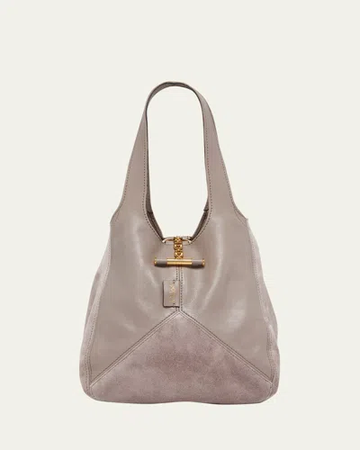 Chloé Balloon Patchwork Leather & Suede Tote Bag In Purple