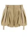 Chloé Balloon Cotton Shorts With Lateral Adjustable Straps