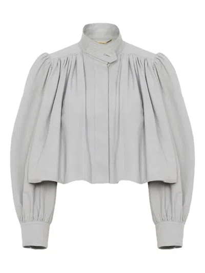 Chloé Gathered Boule Jacket In Cotton Canvas In Gray