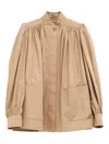 Chloé High-neck Gathered Jacket In Cotton Gabardine In Neutrals