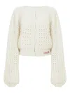 Chloé Balloon-sleeve Open-knit Cardigan In Neutral
