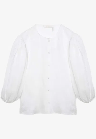Chloé Balloon-sleeved Blouse In White