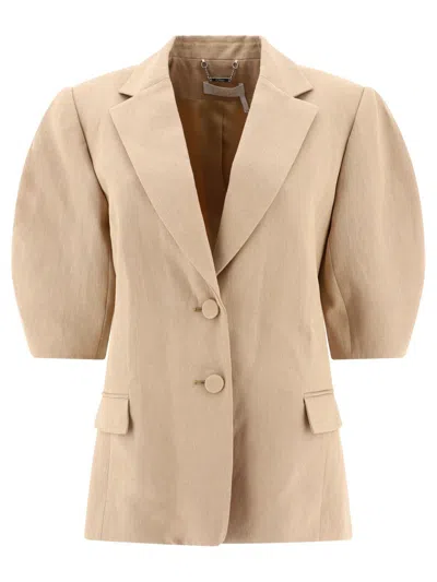 Chloé Balloon Sleeved Single-breasted Jacket In Beige