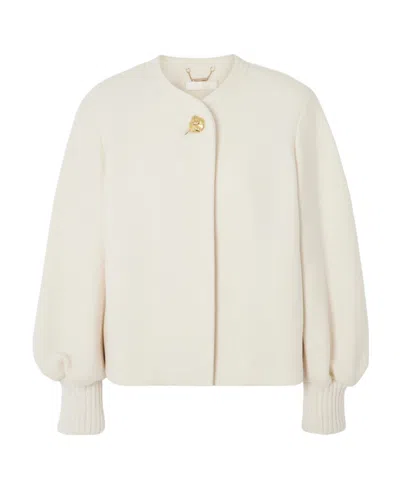 Chloé Balloon-sleeve Cropped Jacket In White