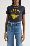 Chloé Banana Print Logo T-shirt In Twilight Blue