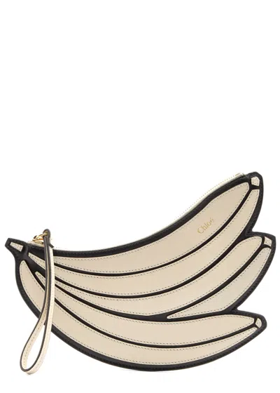 Chloé Chloe Banana Leather Pouch In Beige
