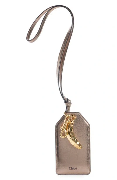 Chloé Banana Metallic Leather Bag Charm In 074 Shiny Grey