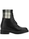 Chloé Leather Boots With Fabric Inserts And A Rounded Toe In Black