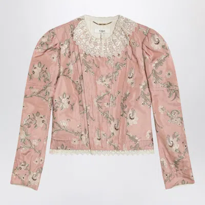 Chloé Baroque Silk-blend Taffeta Jacket With Floral Jacquard In Pink
