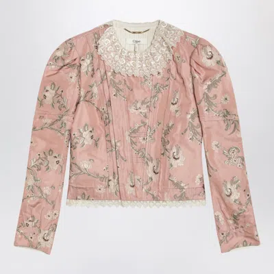 CHLOÉ CHLOÉ BAROQUE SILK-BLEND TAFFETA JACKET WITH FLORAL JACQUARD WOMEN