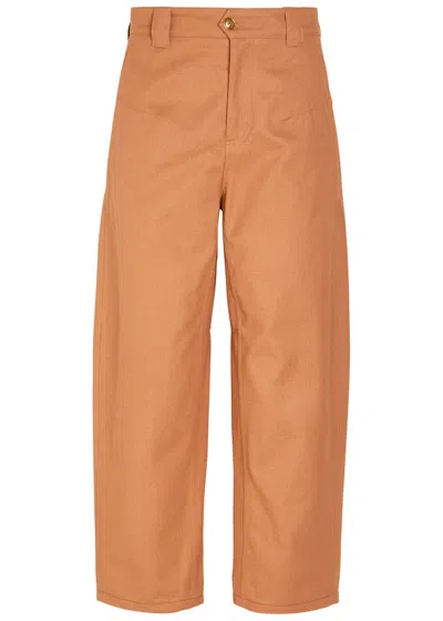 Chloé Chloe Barrel-leg Canvas Trousers In Animal Print