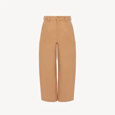 Chloé Pantalon Barrel En Toile De Coton In Brown