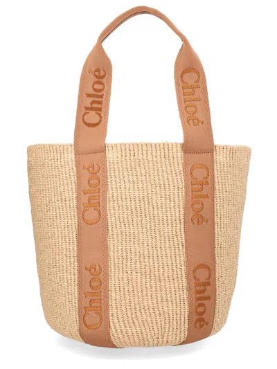 Chloé Basket Bag "woody" Large In Sand