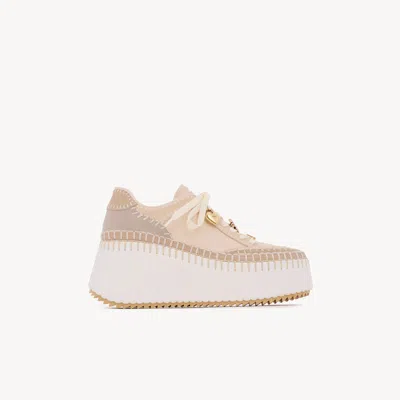 Chloé Nama Wedge Sneaker In Neutral