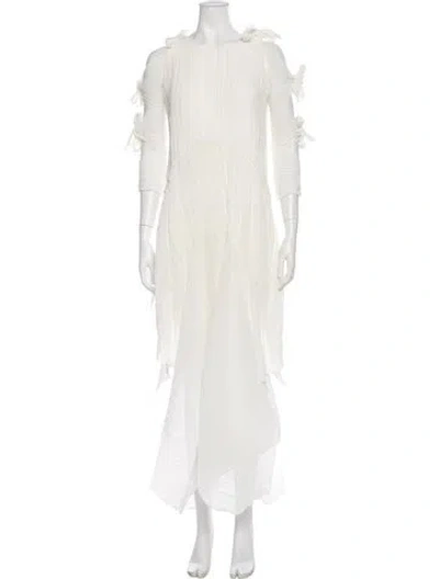 Pre-owned Chloé Bateau Neckline Long Dress In White