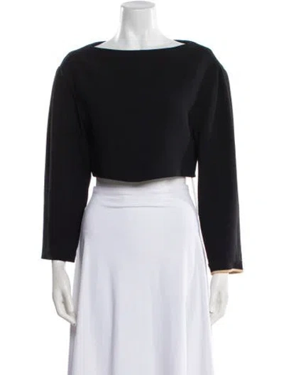 Pre-owned Chloé Bateau Neckline Long Sleeve Crop Top In Black