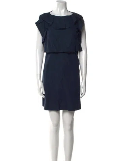 Pre-owned Chloé Bateau Neckline Mini Dress In Blue