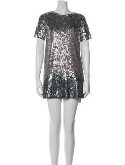 Pre-owned Chloé Bateau Neckline Mini Dress In Silver