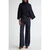 Chloé Ribbed Wool And Cashmere-blend Turtleneck Sweater In Classic Navy
