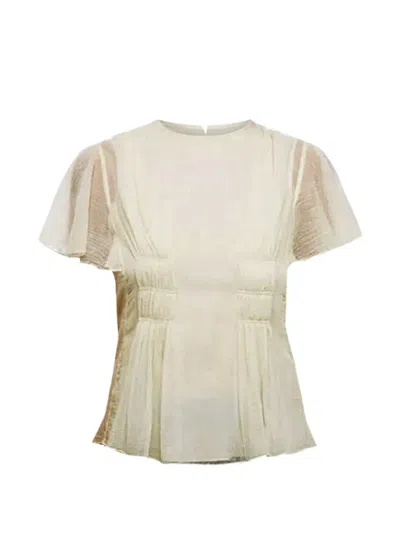 Chloé Batwing-sleeve Wool Blouse In Neutral