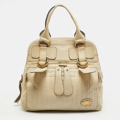Pre-owned Chloé Bay Off White Leather Satchel