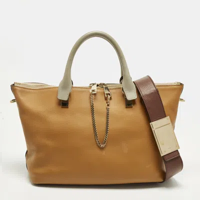 Pre-owned Chloé Baylee Medium Tricolor Leather Tote In Multi