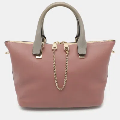 Pre-owned Chloé Baylee Small Old Rose/grey Leather Tote In Pink