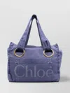 Chloé Beach Tote Bag Eyelets Oversized In Blue