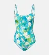 Chloé Beaded Floral Swimsuit In Blue