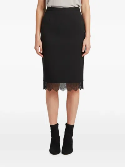 Pre-owned Chloé Beaded-fringes Midi Skirt In Black