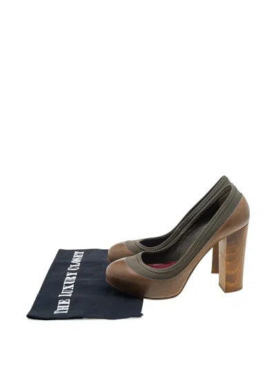 Pre-owned Chloé Beckie Platform Pumps In Brown